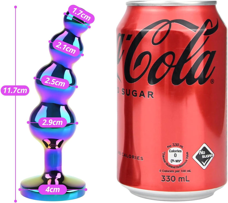 Elegant Metal Anal Plug with Four Balls - Medium Size