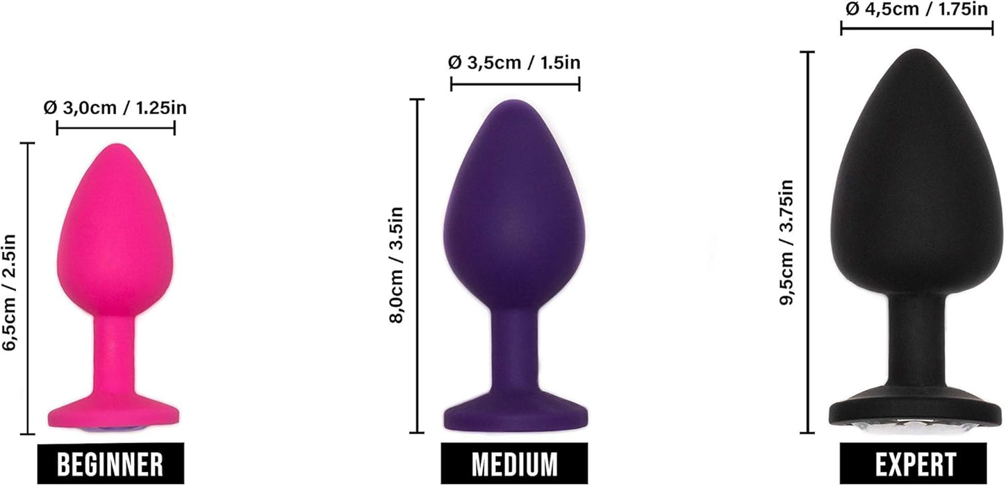 Minkštas silikoninis analinis kaištis 3 dalių rinkinys – malonumas moterims ir vyrams