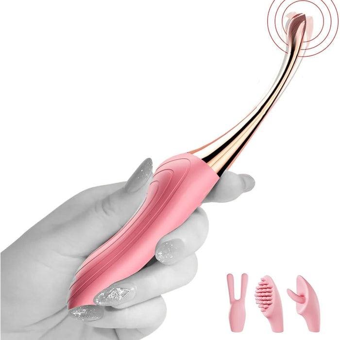 High-frequency G-spot and clitoral stimulator with 10 vibration modes and interchangeable heads