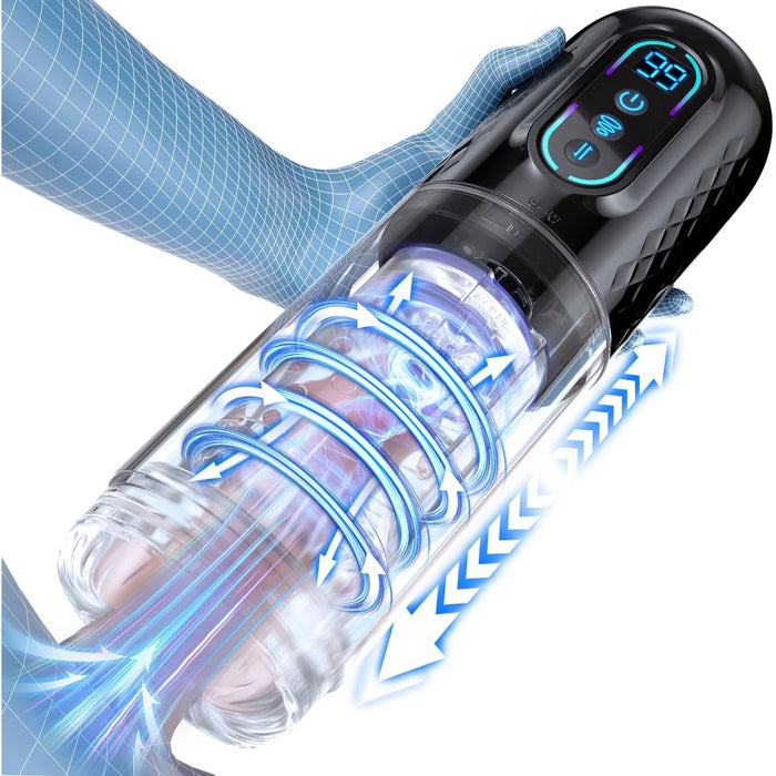 Electric male masturbator with 9 modes, telescope and 3D massage