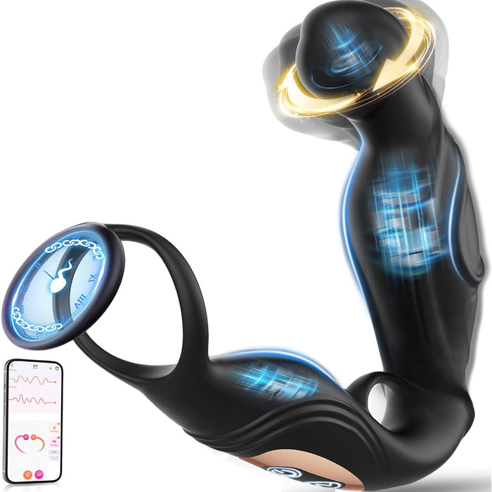 Anal vibrator for men with 360° rotation and 9 vibration modes for prostate stimulation