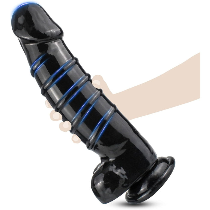 Large realistic dildo with strong suction cup – black, size L