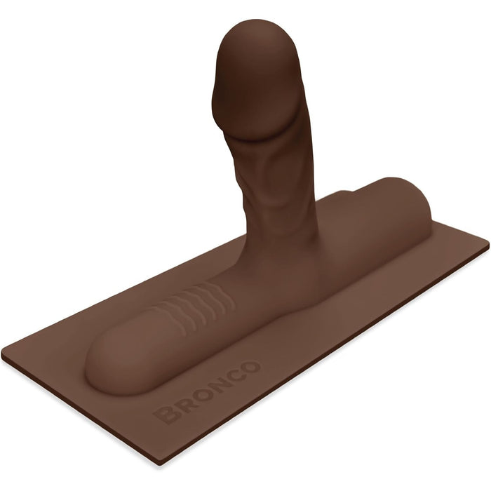 Natural design dark leather dildo with G-spot attachment