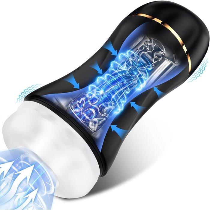 Elektrinis vyriškas masturbatoris su 10 siurbimo ir vibracijos režimų