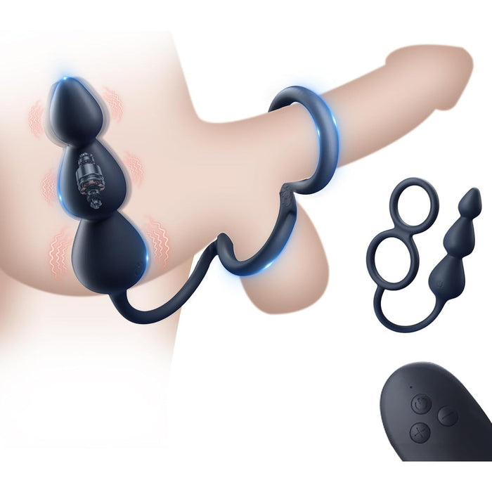 Analinis vibratorius su varpos ir sėklidžių žiedu, 10 vibracijos režimų, nuotolinio valdymo pultas
