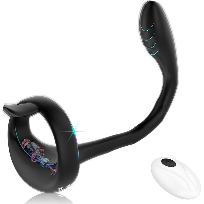 3-in-1 Prostate Massager with Vibrating Cock Ring and Anal Stimulator