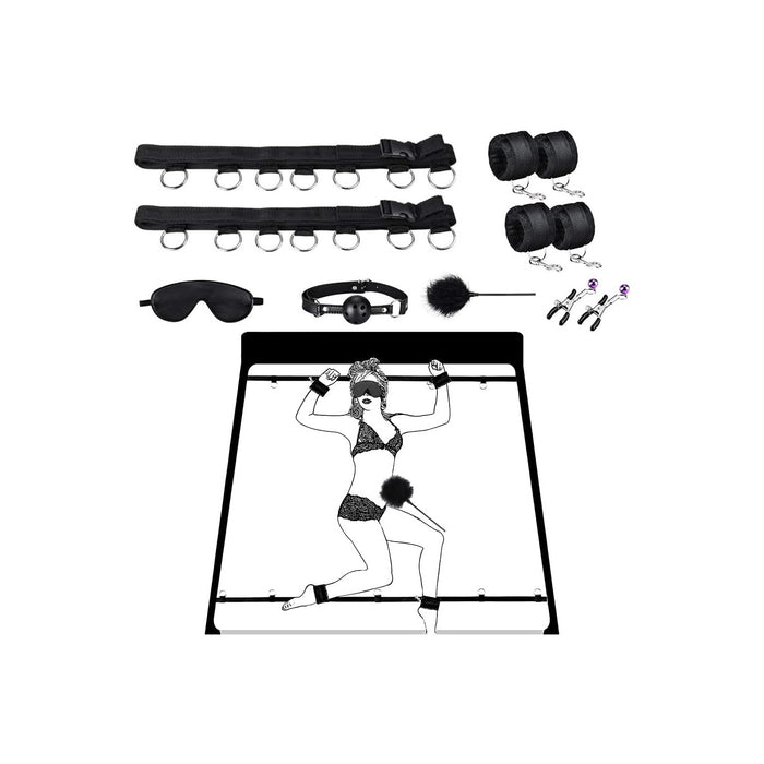8-piece SM bondage set for couples - cuffs, clamps, mask, etc.