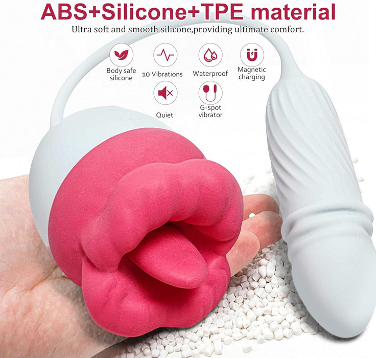 2 in 1 female vibrating toy with tongue stimulator and dildo