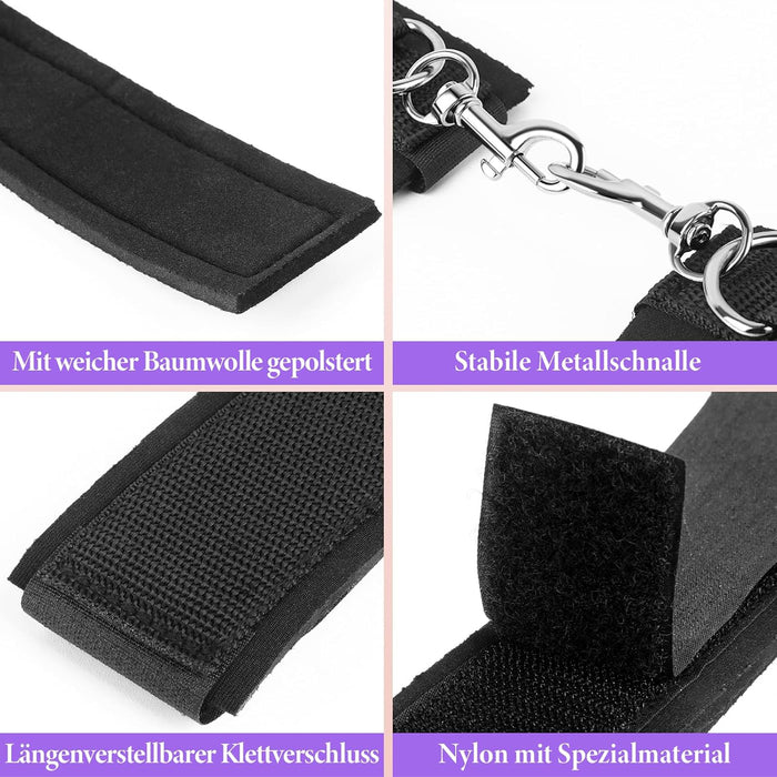 Bondage Komplektas su Velcro Rankogaliais ir Kojų Apkaustais Pradedantiesiems