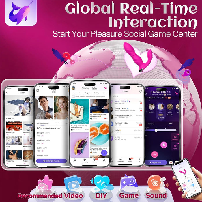 Dildo su G taško vibracija ir 9x9 vibro-impulsų režimais išmaniojo valdymo