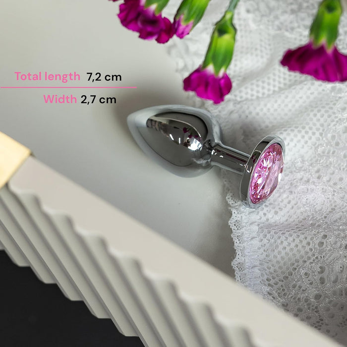 Elegantiškas rožinis analinis kaištis moterims iš nerūdijančio plieno su deimantu