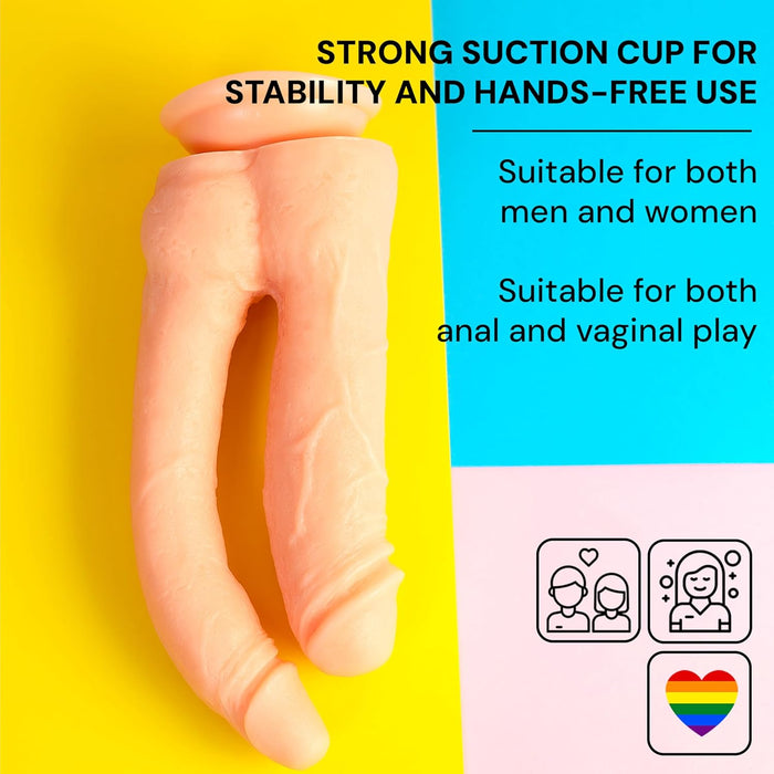 Large Double Dildo 24 cm with strong attachment base and realistic design