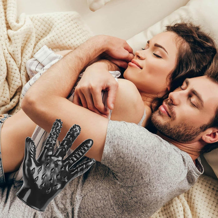 Massage glove with stimulation - sensual pleasure for couples and solo