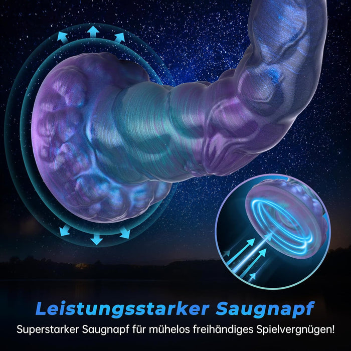 Fantazijos silikoninis dildo su stipria prisisukimo baze, 19,7 cm