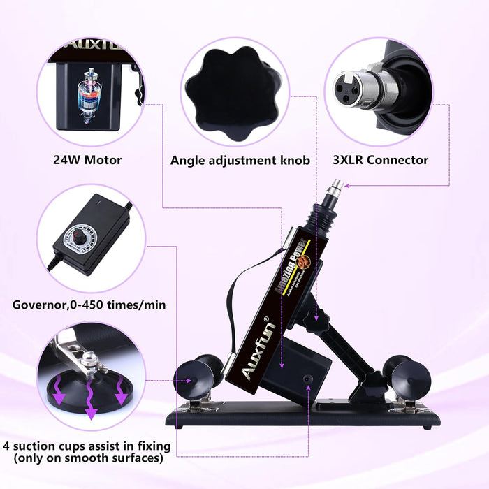 APP-controlled silent male sex machine with 9 attachments