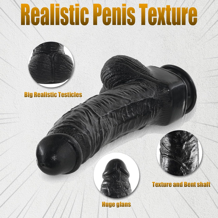 35 cm realistic large dildo with curved shaft and strong screw-on base