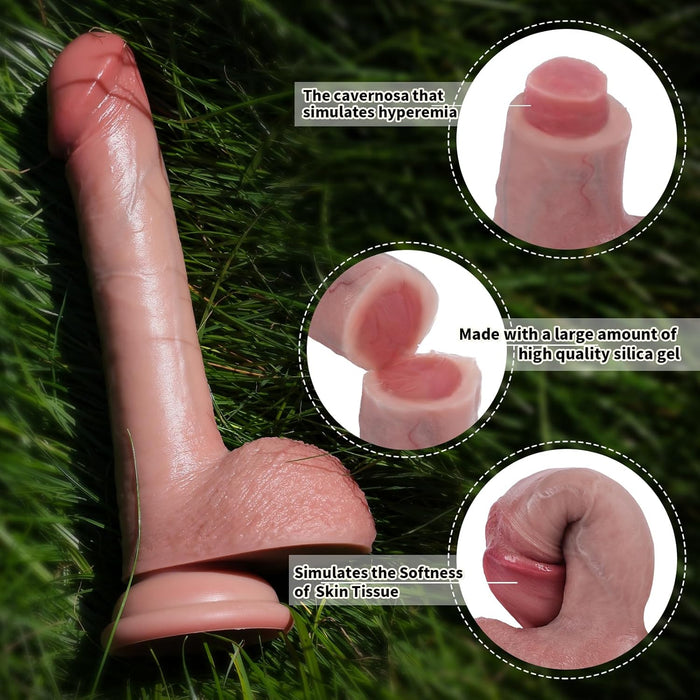 Mažas minkštas realistiškas dildo pradedantiesiems su stipria prispaudimo baze