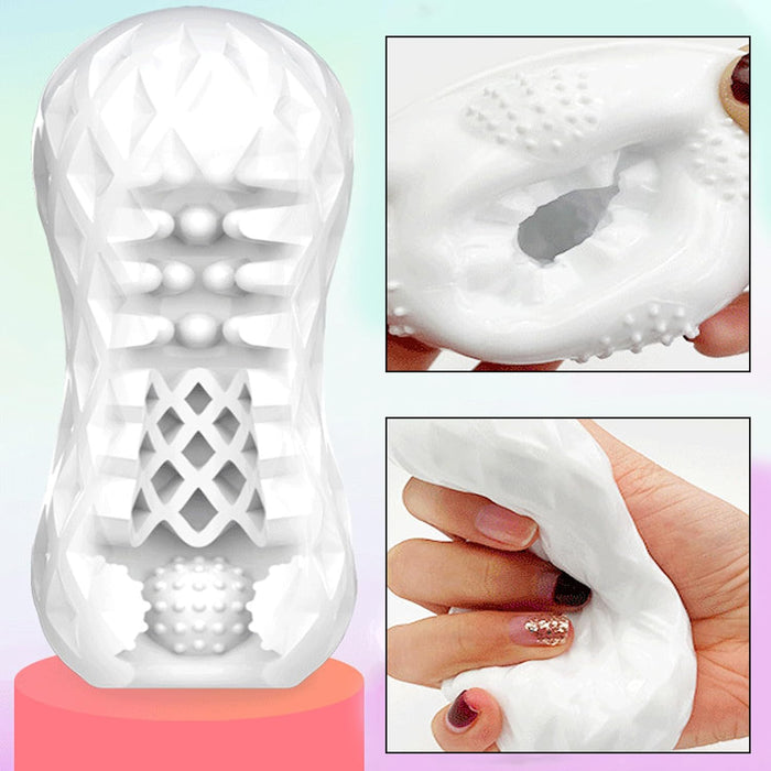 Masturbator for men – white, with 3D modeled love tunnel