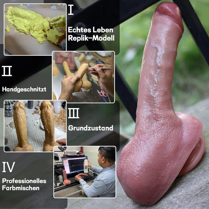 8.26 inch realistic dildo with strong attachment for hands-free play