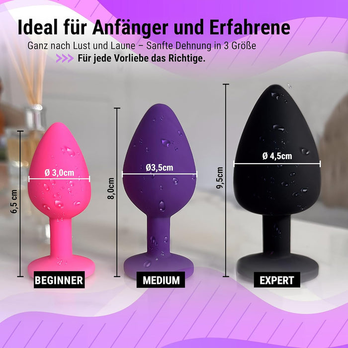 Set of 3 silicone anal plugs – 30, 35, 45 mm size options