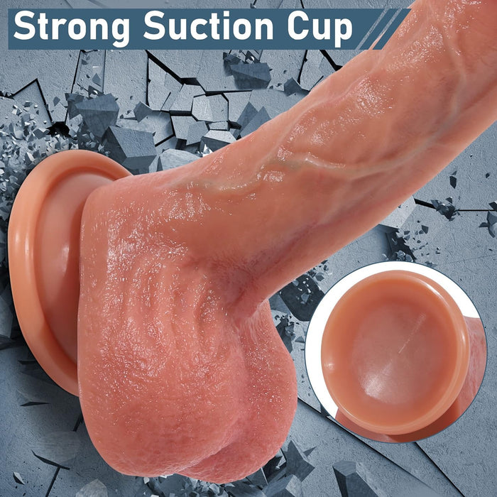 21.6 cm realistic silicone dildo with a strong grip base for pleasure