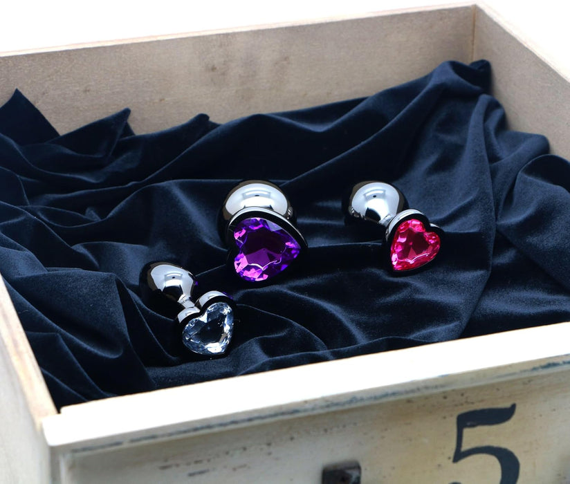 Analinio sekso rinkinys – 3 metaliniai analiniai kaiščiai širdies formos