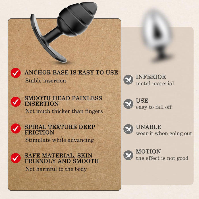 3 dalių analinių kaiščių rinkinys su spiralės forma ir dideliu ankeriu