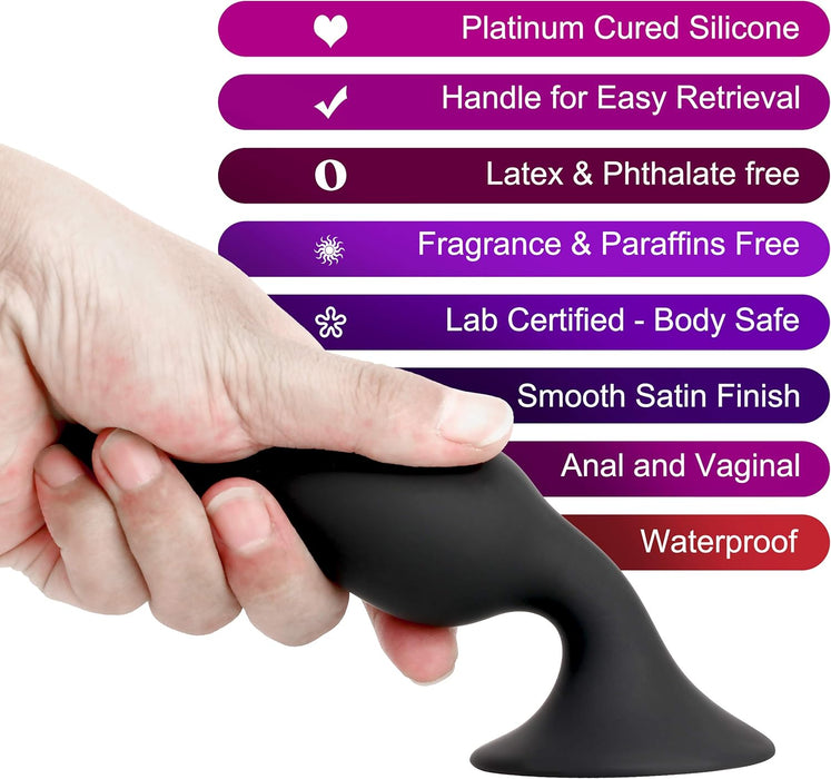 4 dalių analinių kištukų rinkinys su stipriu siurbtuku – juodas, įvairūs dydžiai