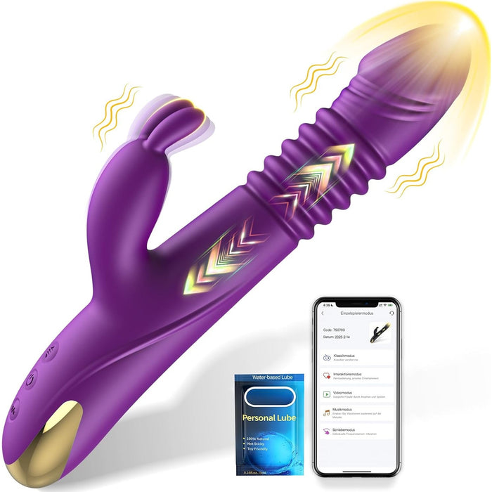 Išmanus 3in1 vibruojantis triušio formos vibratorius poroms su stočio funkcija ir programėle