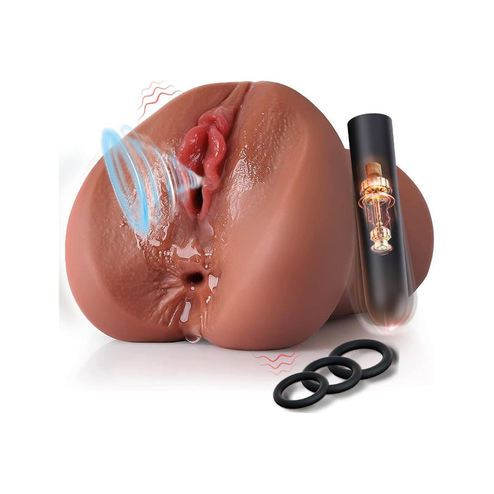 Elektrinis 4 viename vyrų masturbatorius su vibratoriumi ir penio žiedu