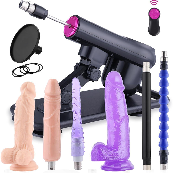 Universali sekso mašina su 7 antgaliais ir bevieliu nuotoliniu valdymu