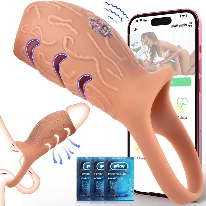 Flexible and stimulating penis sleeve with 10 vibration modes and an app