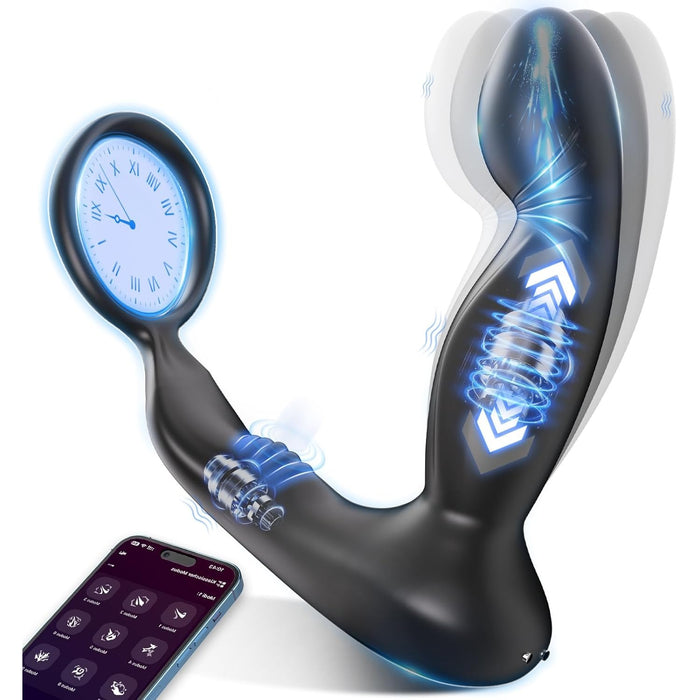 Anal vibrator for men with stimulating ring and 9 vibration modes