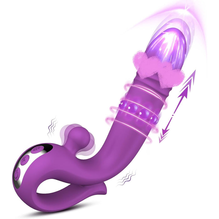 Universal vibrating dildo for women with 10 vibration and 6 telescopic modes