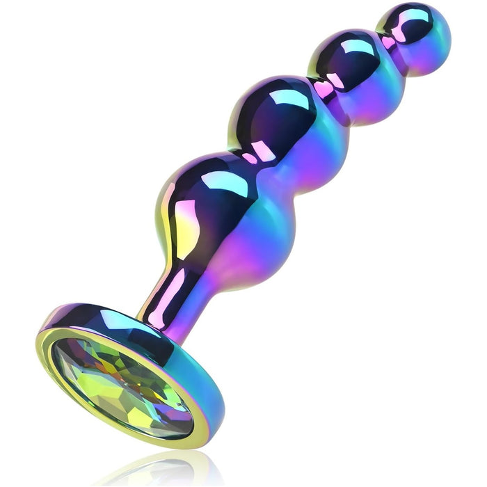 Elegant Metal Anal Plug with Four Balls - Medium Size