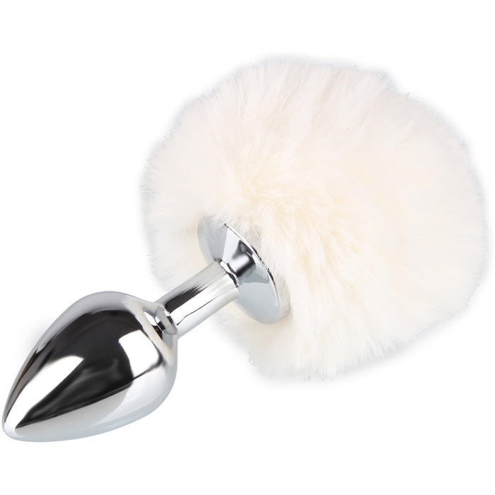 Stylish 27mm steel buttplug with puffy rabbit tail for pleasure