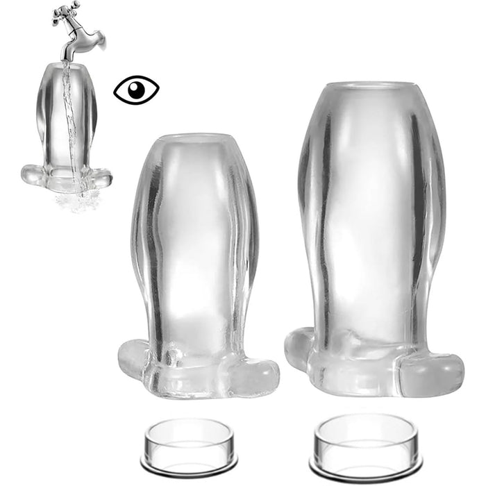 TPE skaidrus tuščiaviduris analinis kaištis su sustojimu ir analiniu tuneliu M/L