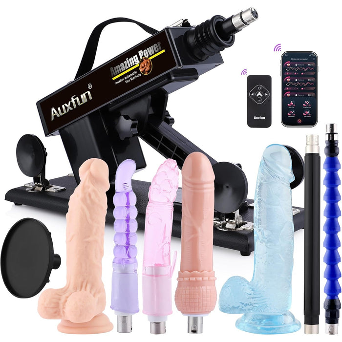 APP-controlled silent male sex machine with 9 attachments