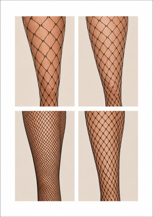 Fishnet stockings for women – 4-pair set (different patterns)