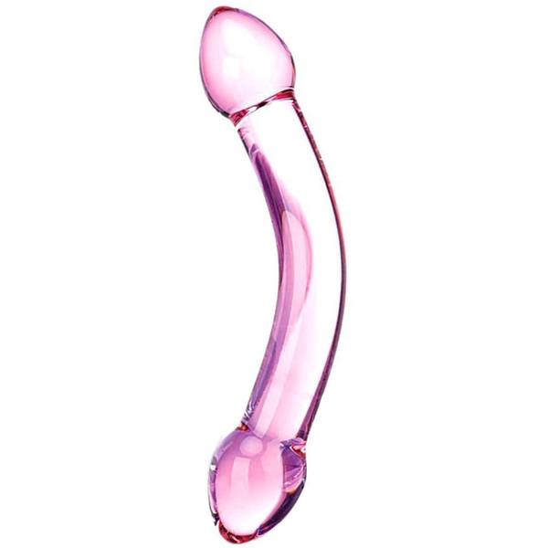 Glas Double Trouble Purple Dildo stiklinis penio imitatorius