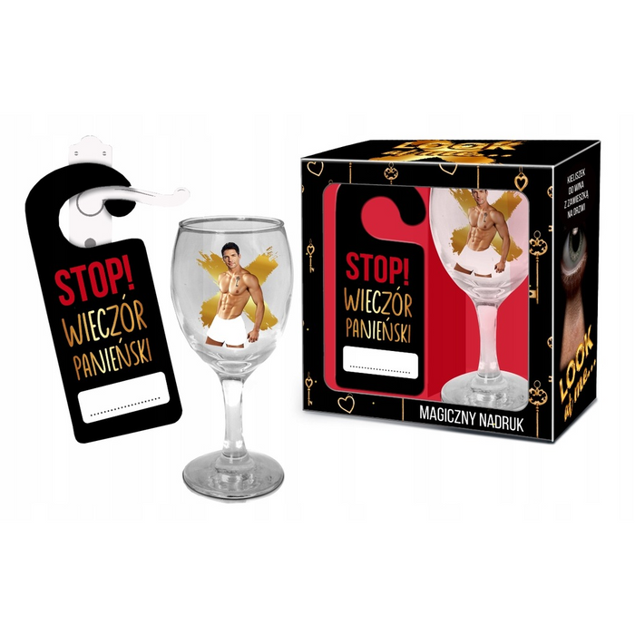 A bachelorette party glass with a magical image - an original and fun gift for the bride-to-be