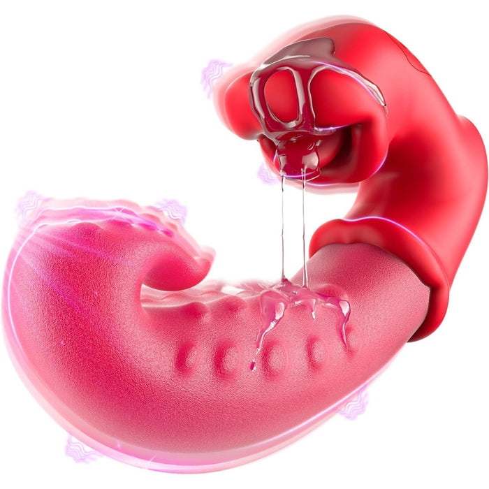 Silicone 3in1 G-spot vibration and tongue stimulator for women