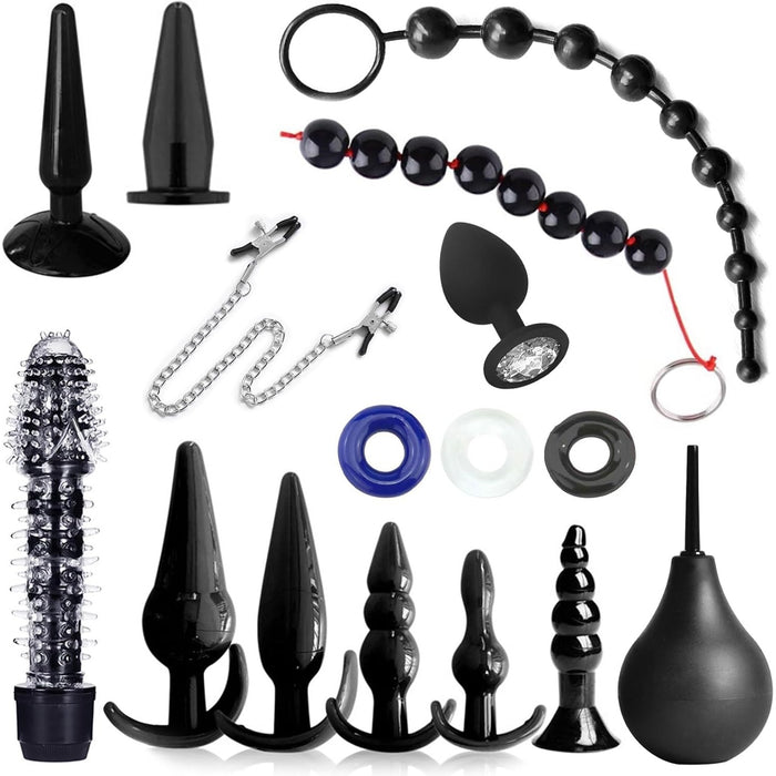 Prabangus 16 dalių erotinių žaislų rinkinys intymiems žaidimams porose