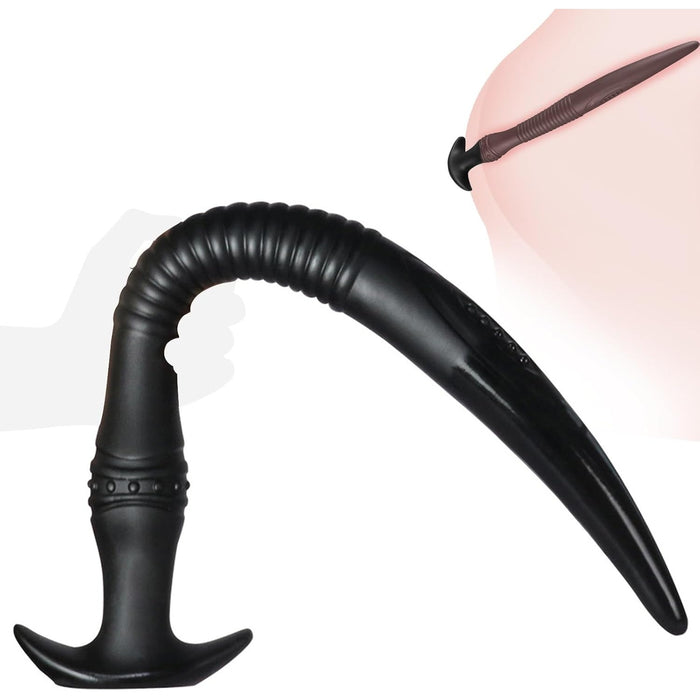Extra long anal plug with intense massage texture, black, 29 cm