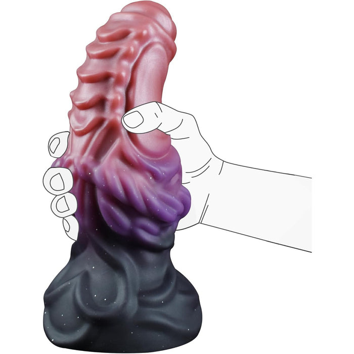 XXL Dildo with 8 cm knot, wavy structure and strong suction cup attachment