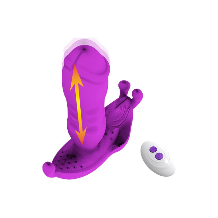 Dual-motor butterfly vibrator with telescopic function and 10 modes
