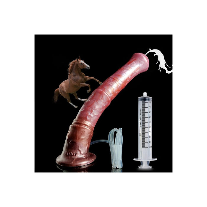 Long and realistic – silicone horse-shaped dildo with spray function