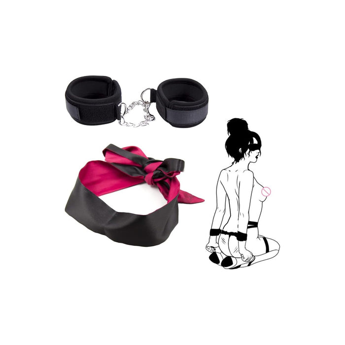 Handcuffs with satin eye mask - a set of pleasure and games