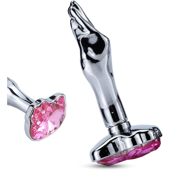 Elegantiškas plieninis analinis kaištis su deimanto baze, mažas rožinis
