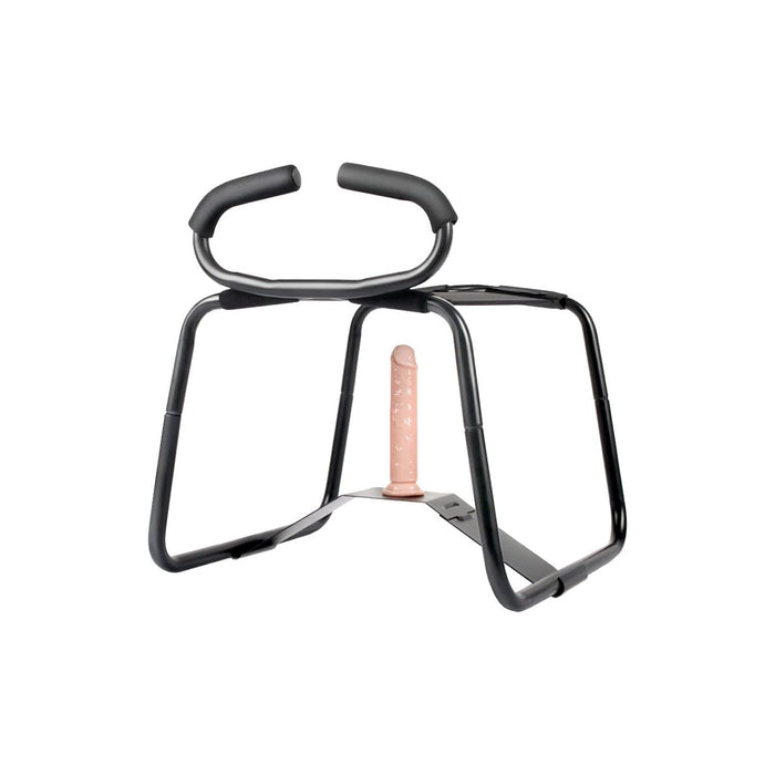 Patogus ir universalus BDSM lyties suoliukas su silikoniniu dildo ir rankena